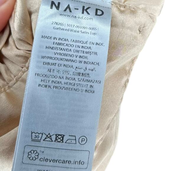 NAKD NA-KD Beige Gold Satin One Shoulder Crop Top Women's Size XS 34 Glam - Picture 6 of 7